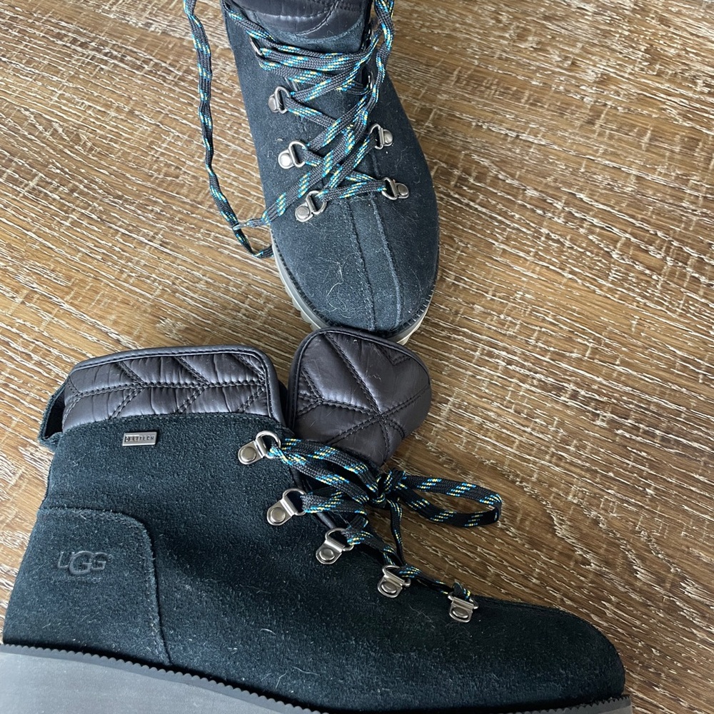 New-UGG Black Boots with Teal Laces